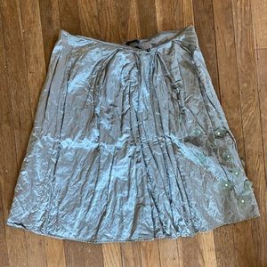 Anthropologie - Sage Green Pleated Midi Satin Skirt - Size 8